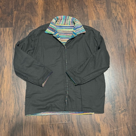 LIFESTYLE Multicolor Striped Button-Up Woman’s Jacket BoHo-Hippie M GUC - Picture 15 of 15